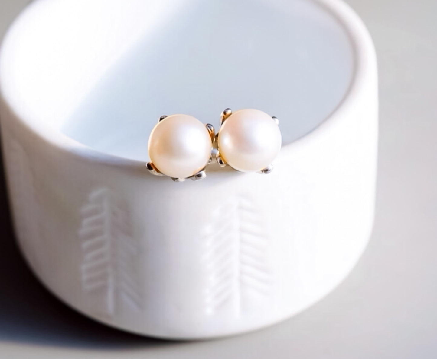 Japanese Akoya Pearl Simple Studs in Sterling Silver