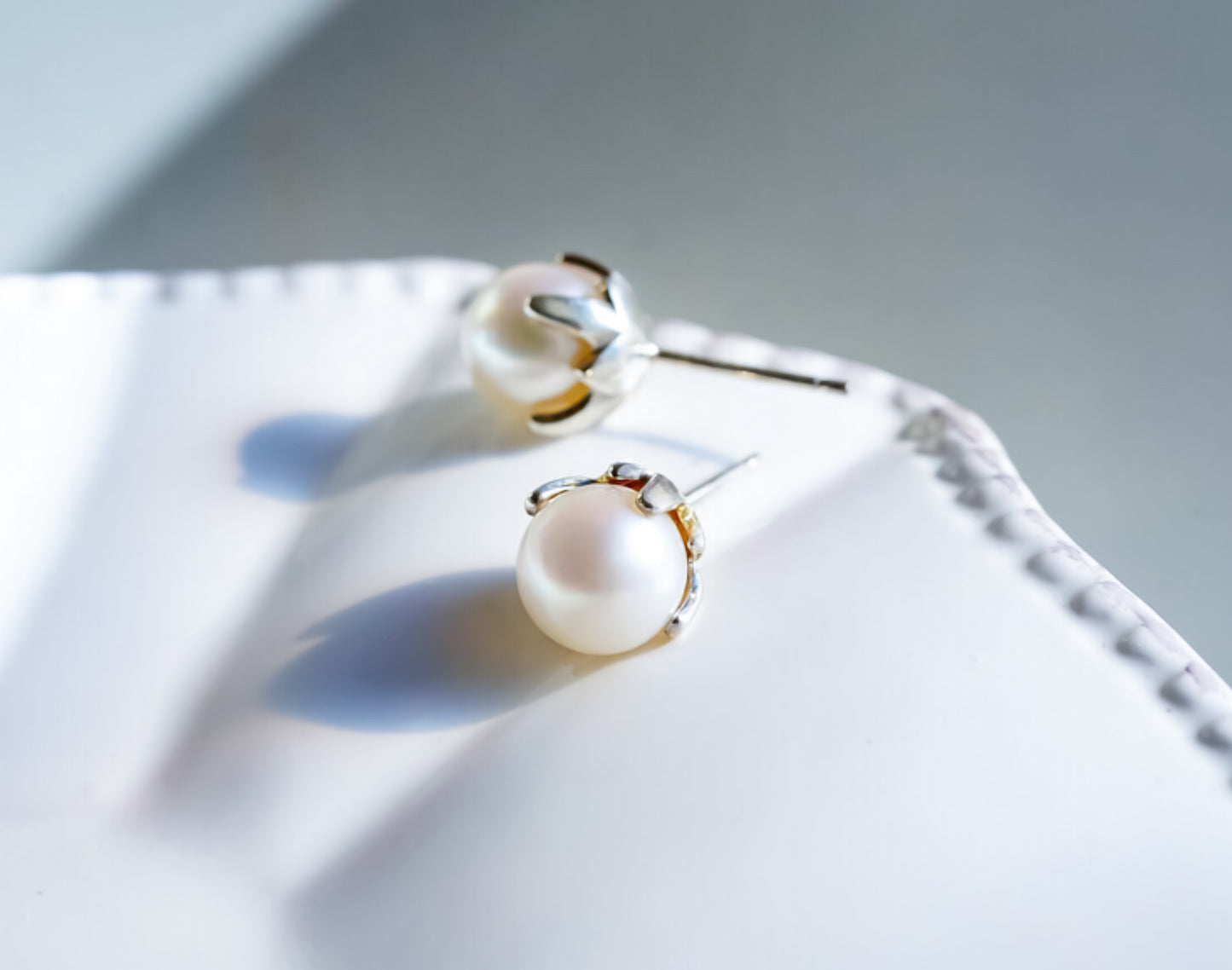 Japanese Akoya Pearl Simple Studs in Sterling Silver