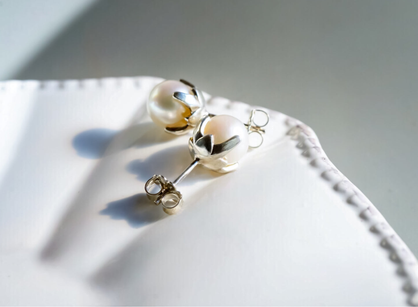 Japanese Akoya Pearl Simple Studs in Sterling Silver