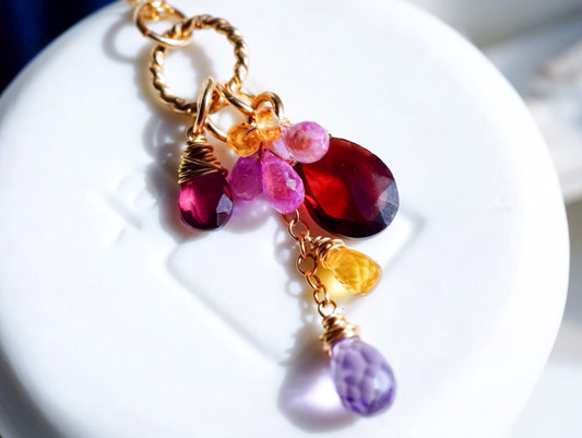 Red Garnet Pink Sapphire Dainty Pendant in 14K Gold filled