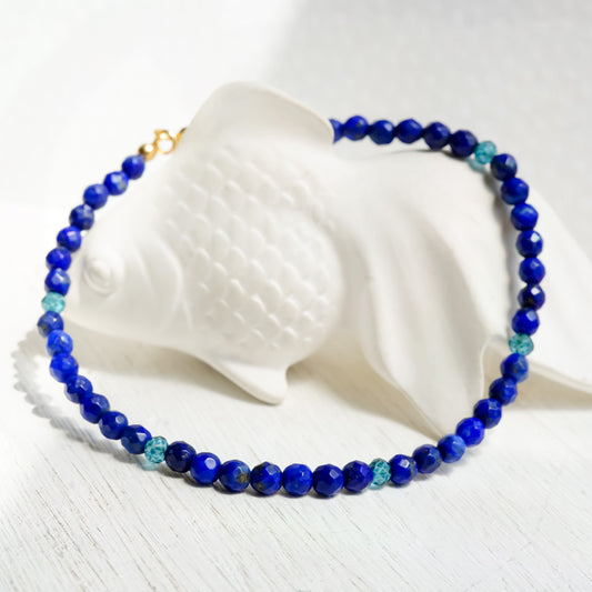 Lapis lazuli Simple Bead Bracelet in Gold filled