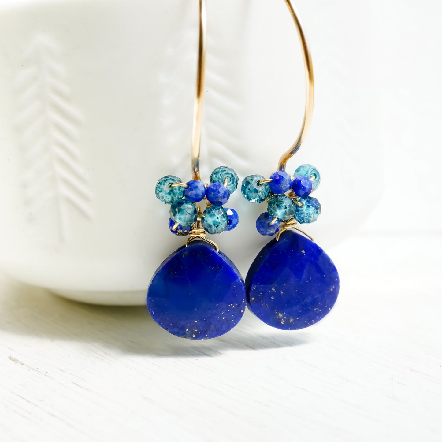 Lapis Lazuli Drop Earrings in Gold filled