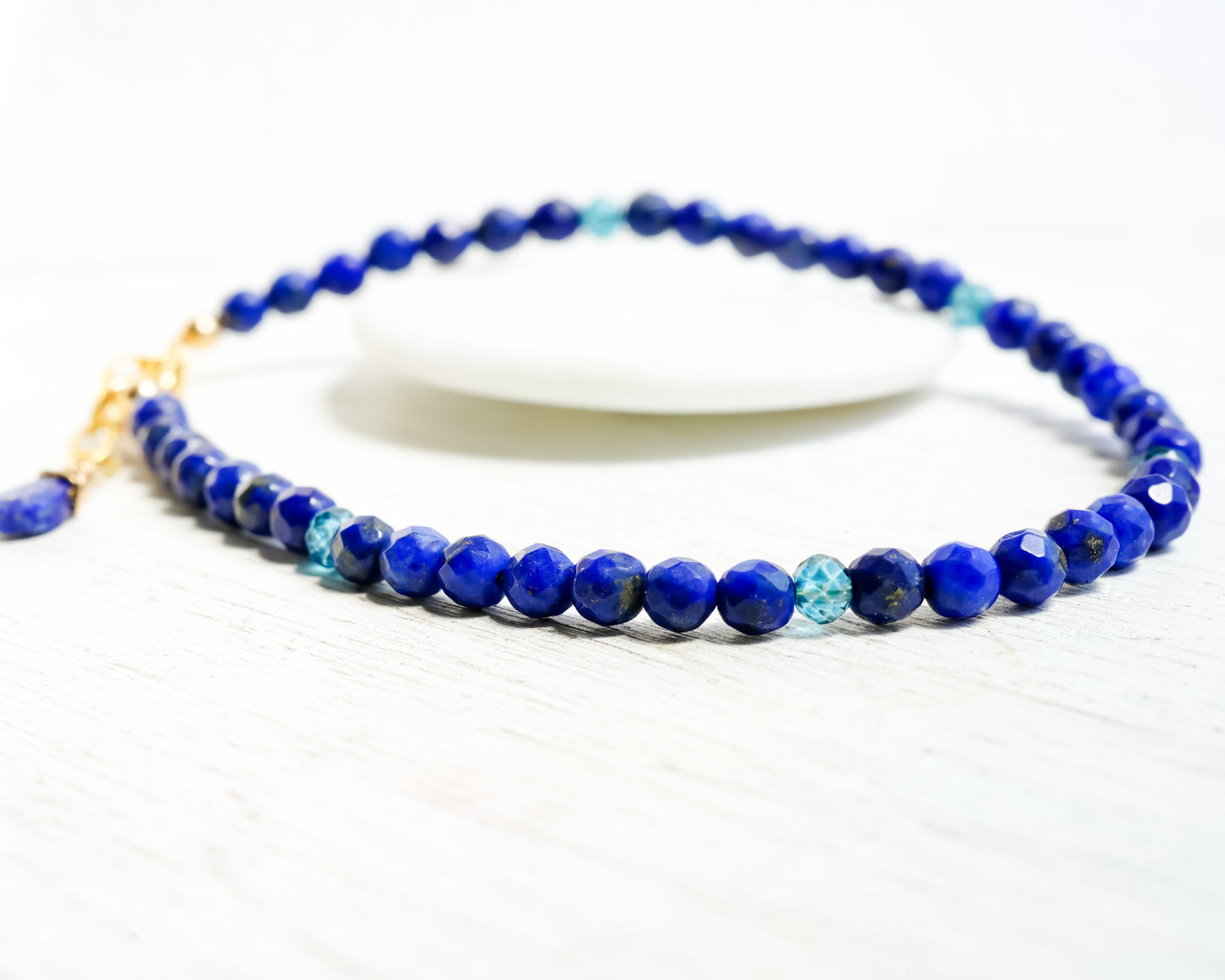 Lapis lazuli Simple Bead Bracelet in Gold filled