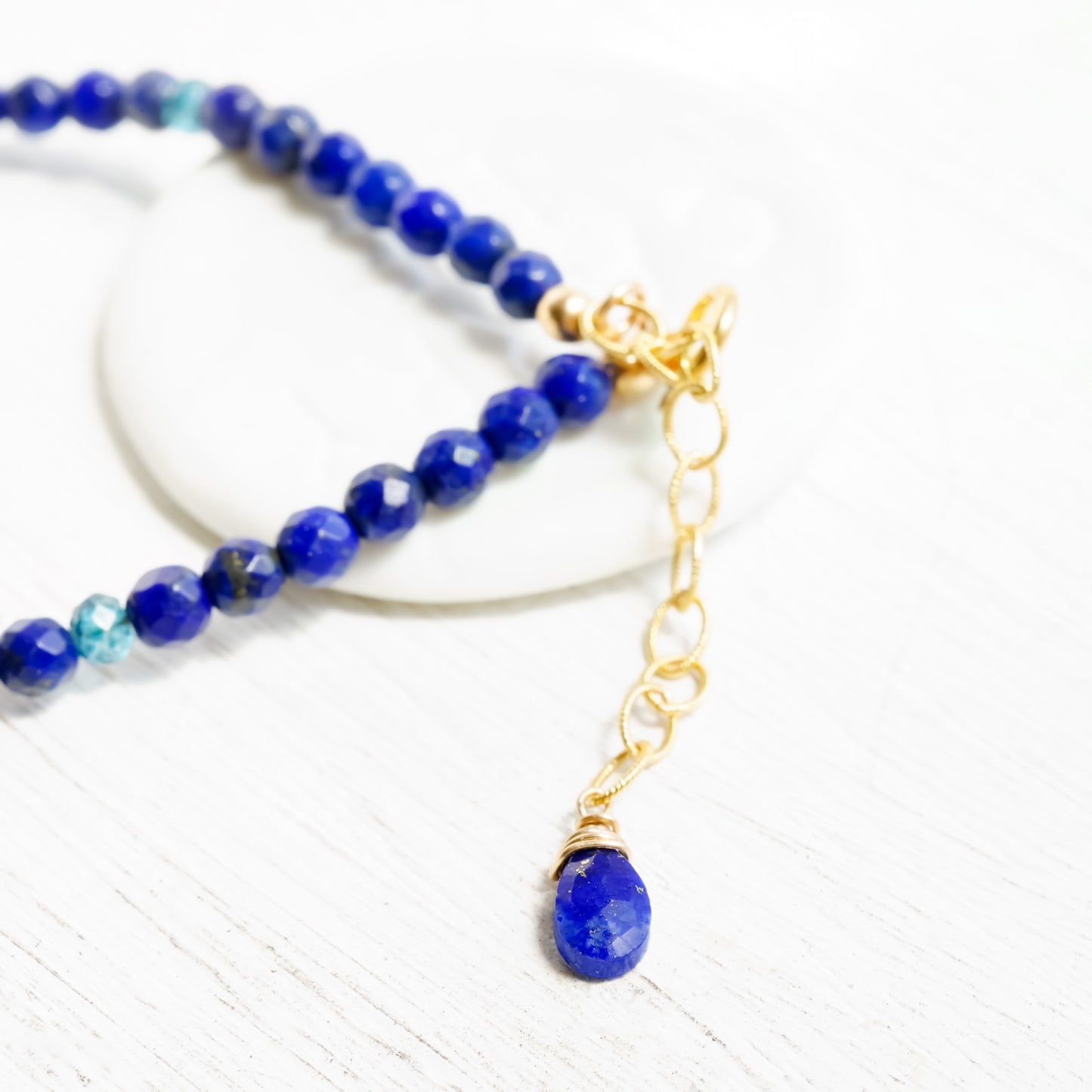 Lapis lazuli Simple Bead Bracelet in Gold filled