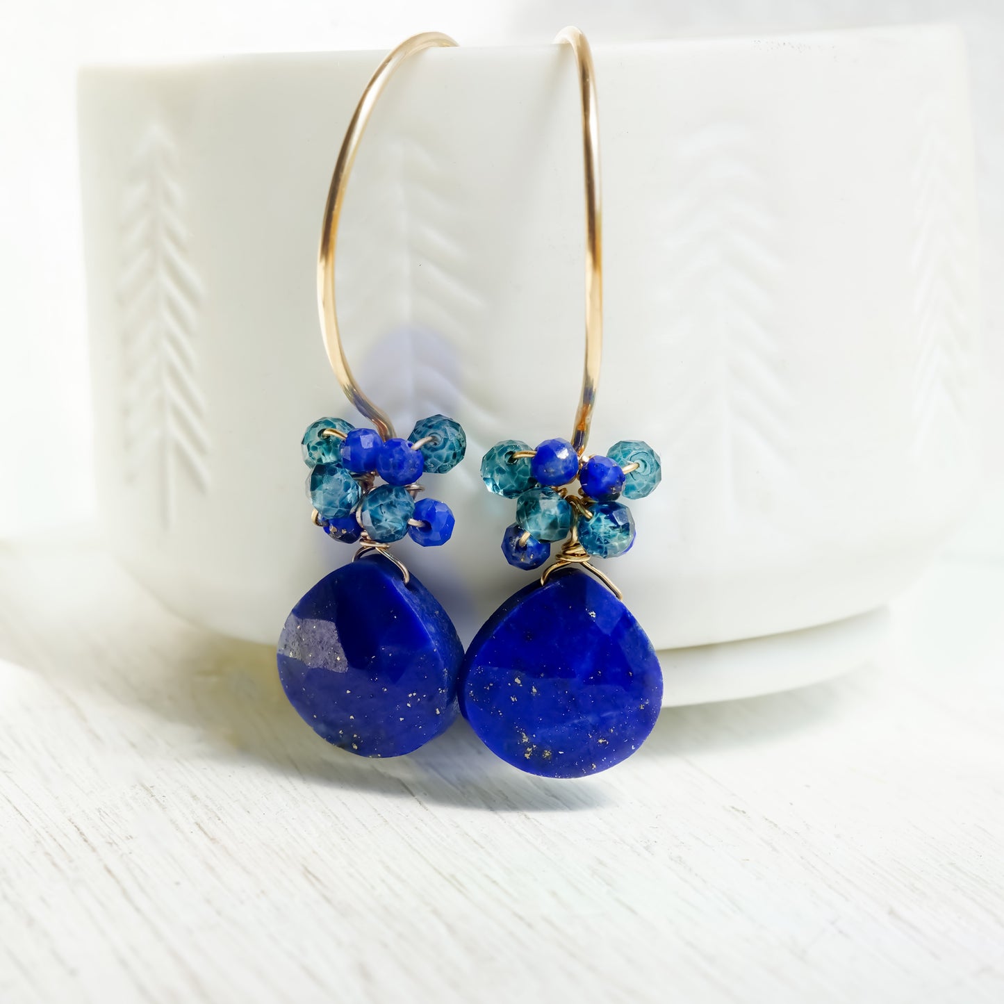 Lapis Lazuli Drop Earrings in Gold filled