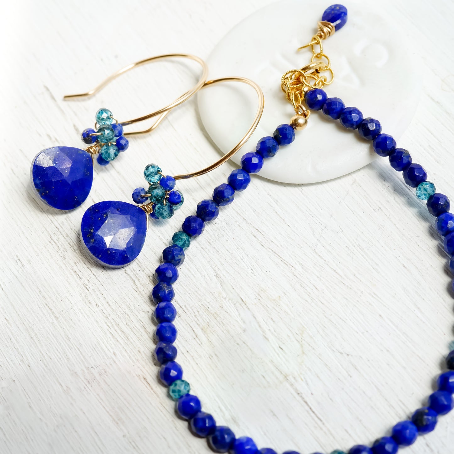 Lapis Lazuli Drop Earrings in Gold filled