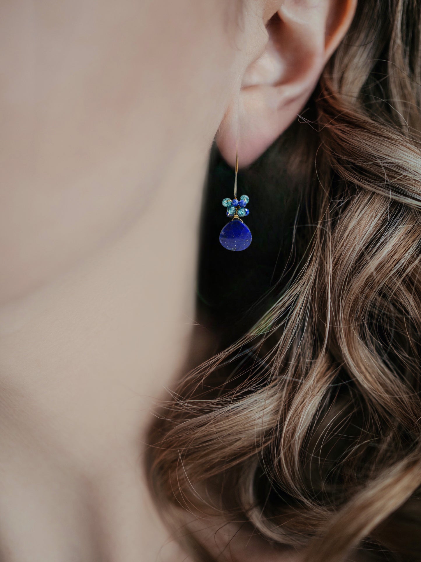 Lapis Lazuli Drop Earrings in Gold filled