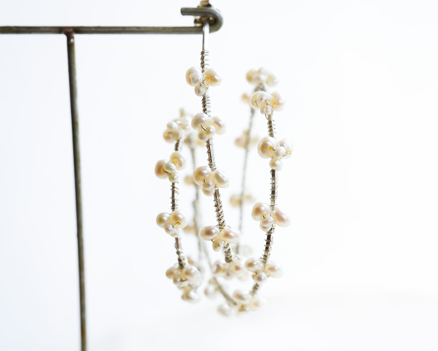 Statement Pearl Hoop Earrings for Wedding