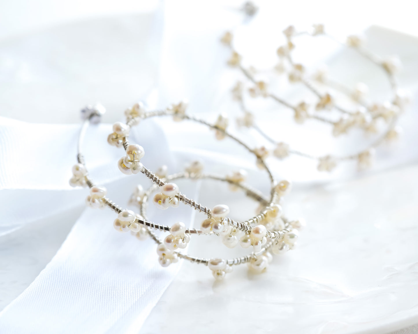 Statement Pearl Hoop Earrings for Wedding