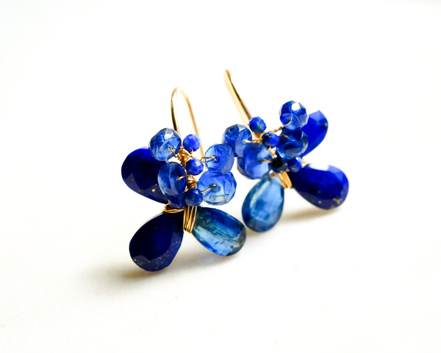 Lapis Lazuli and Kyanite Earrings in 14K Gold filled