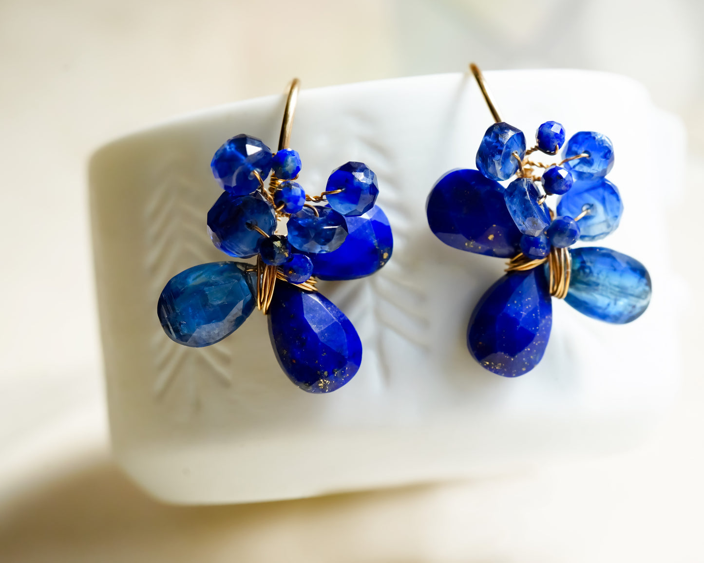 Lapis Lazuli and Kyanite Earrings in 14K Gold filled