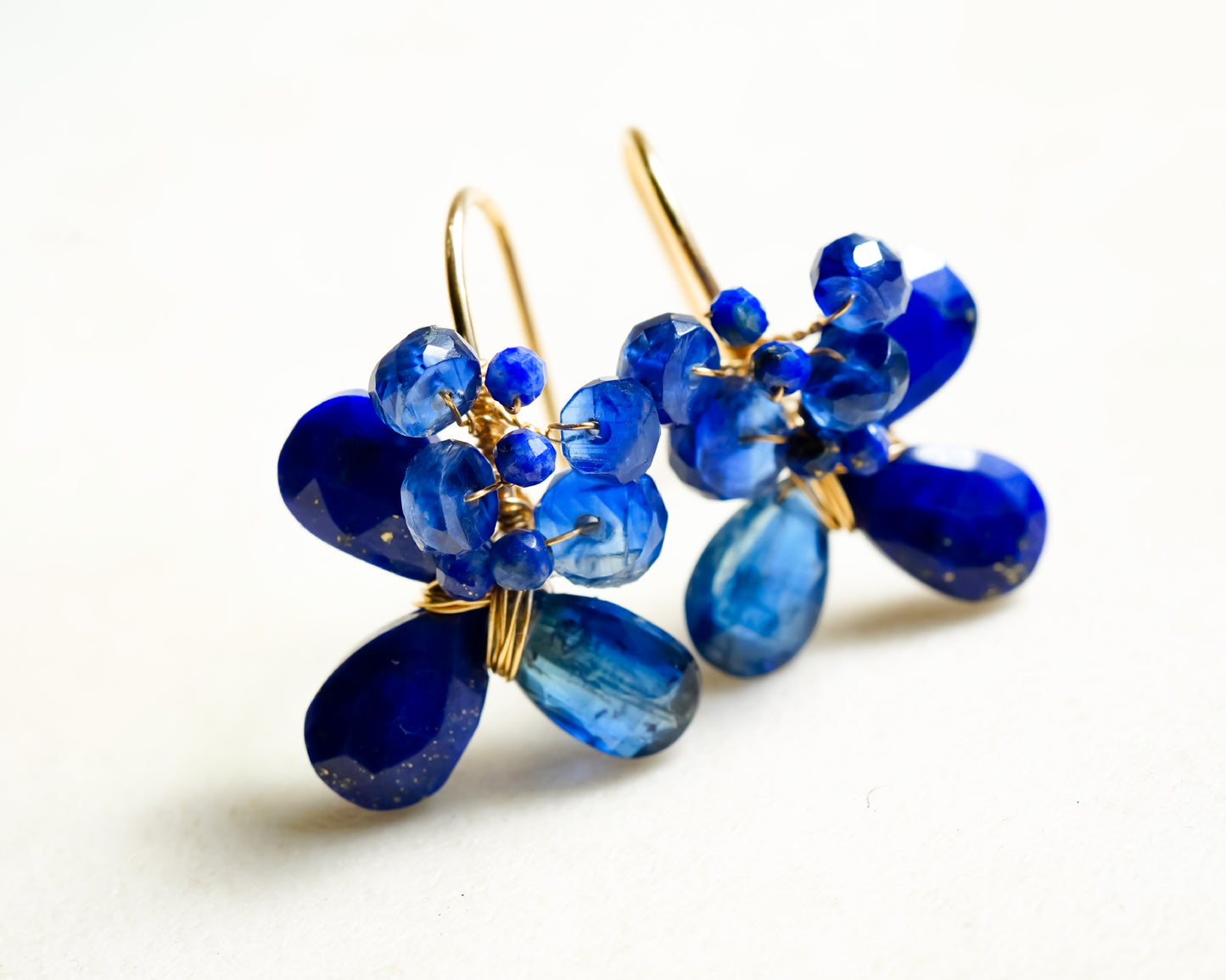 Lapis Lazuli and Kyanite Earrings in 14K Gold filled