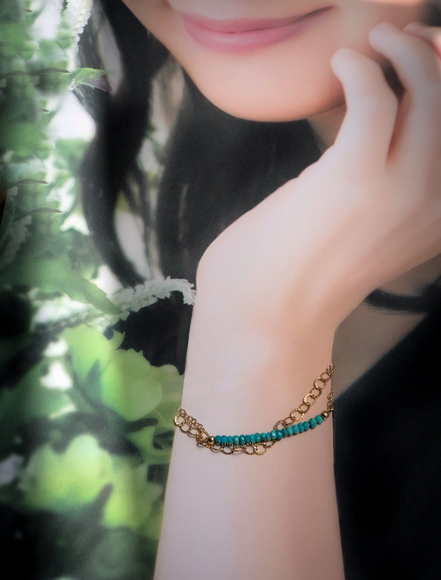 Sleeping Beauty Turquoise Gold Chain Bracelet