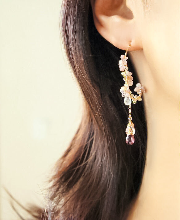 Inspired by Cherry Blossoms Chandelier Earrings in Gold filled