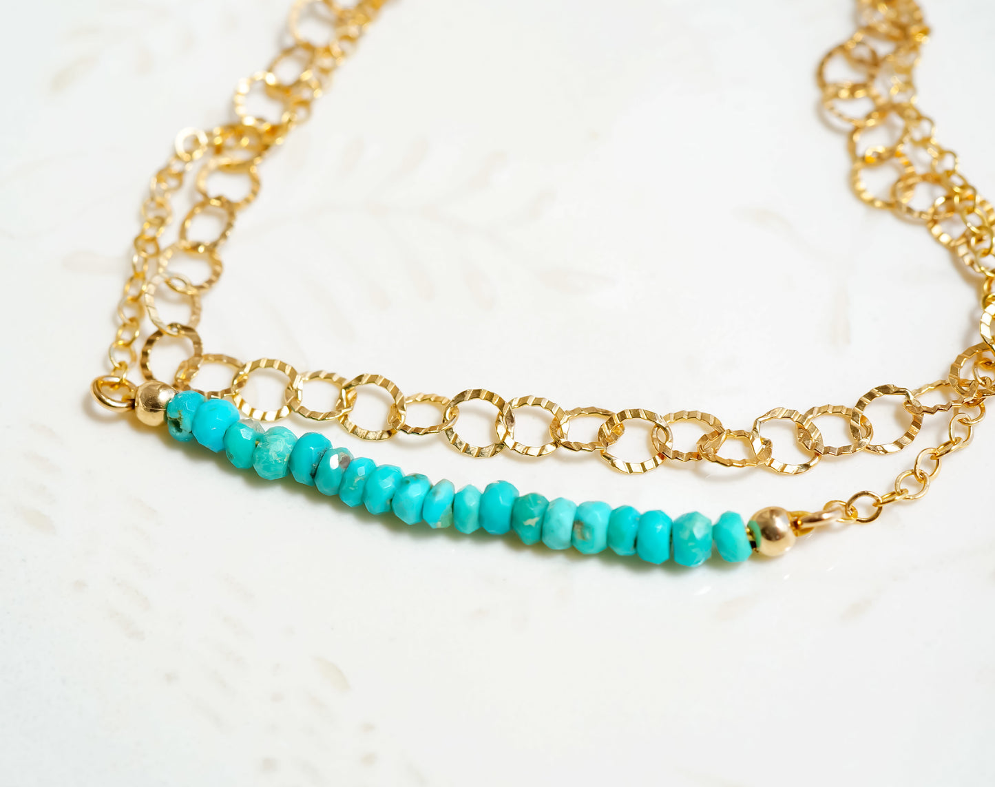 Sleeping Beauty Turquoise Gold Chain Bracelet