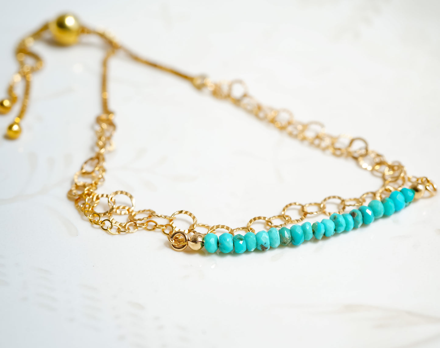 Sleeping Beauty Turquoise Gold Chain Bracelet