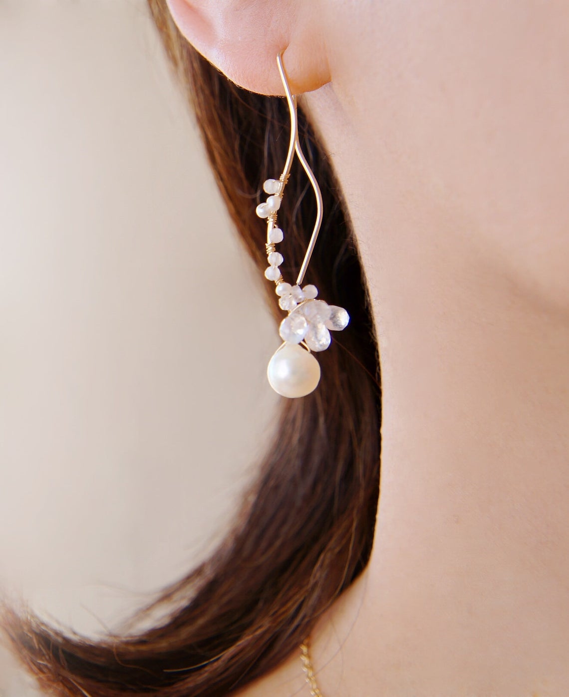 Japanese Akoya Pearl Wedding Earrings in Sterling silver