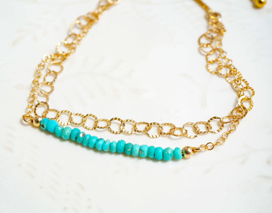 Sleeping Beauty Turquoise Gold Chain Bracelet