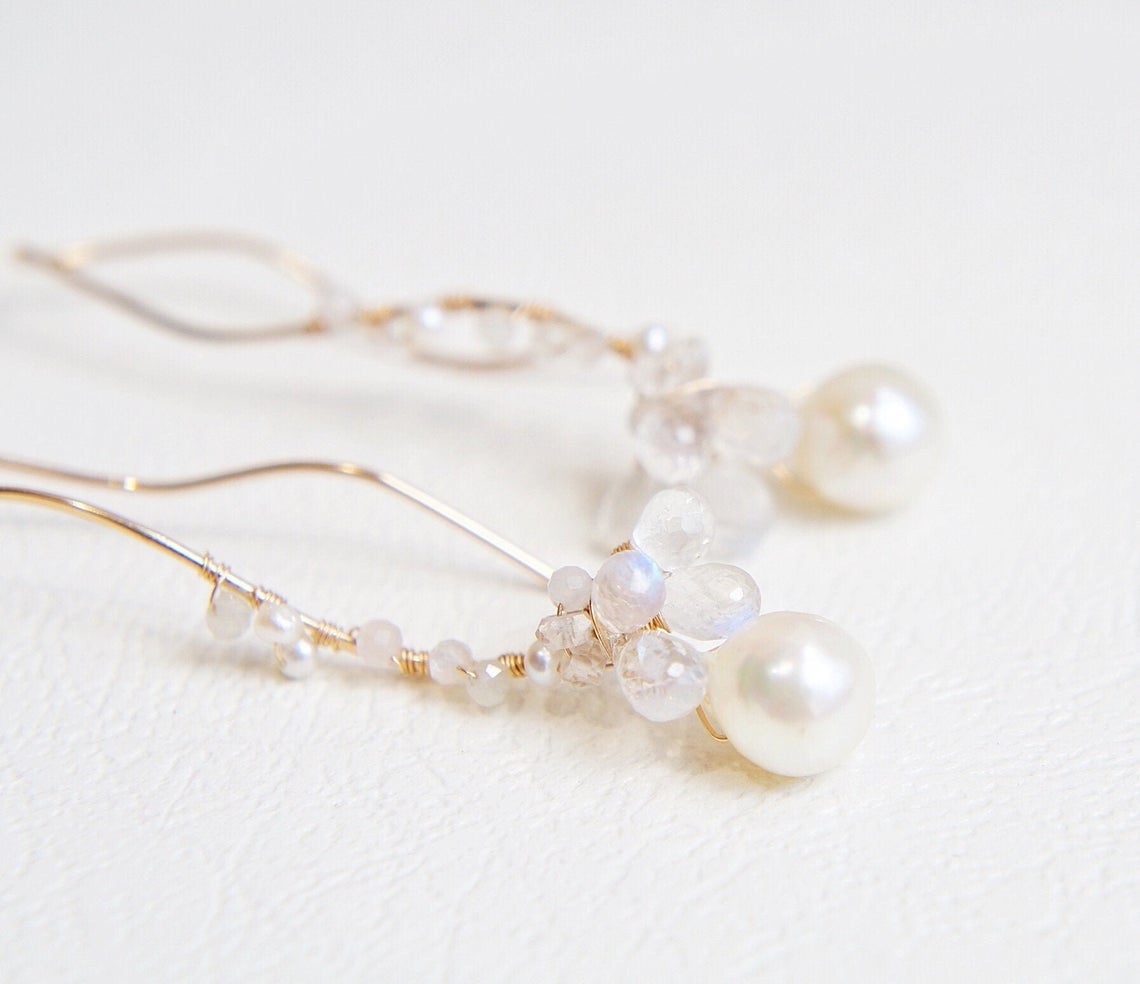 Japanese Akoya Pearl Wedding Earrings in Sterling silver