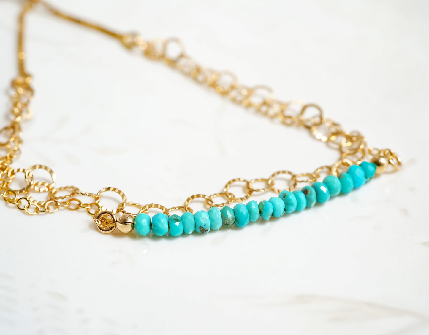 Sleeping Beauty Turquoise Gold Chain Bracelet